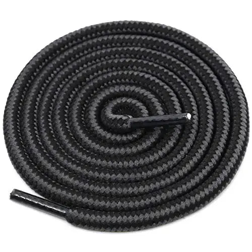 1 Pair Striped Double-Color Shoelaces: Round Cotton Laces for Sneakers & Boots (70–150cm) - Black gray / 70cm / CHINA