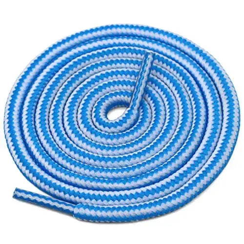 1 Pair Striped Double-Color Shoelaces: Round Cotton Laces for Sneakers & Boots (70–150cm) - White blue / 70cm / CHINA