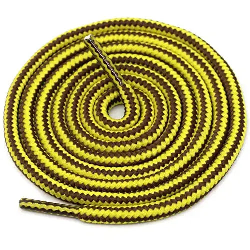 1 Pair Striped Double-Color Shoelaces: Round Cotton Laces for Sneakers & Boots (70–150cm) - Yellow coffee / 70cm / CHINA