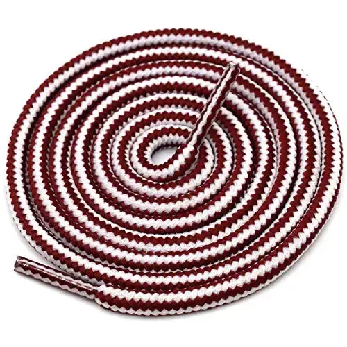 1 Pair Striped Double-Color Shoelaces: Round Cotton Laces for Sneakers & Boots (70–150cm) - White red dates / 70cm