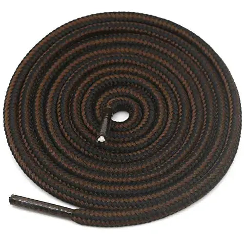 1 Pair Striped Double-Color Shoelaces: Round Cotton Laces for Sneakers & Boots (70–150cm) - Dark brown black / 70cm