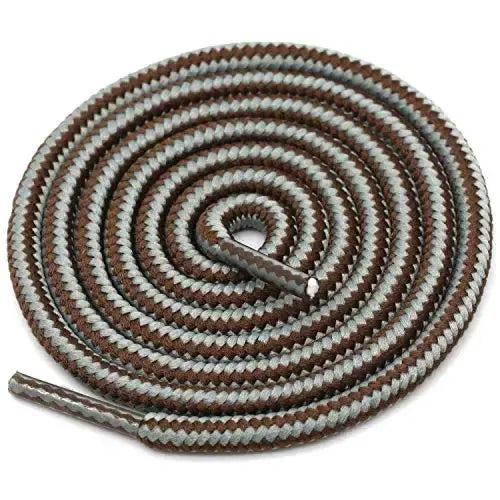 1 Pair Striped Double-Color Shoelaces: Round Cotton Laces for Sneakers & Boots (70–150cm) - Light Gray brown / 70cm