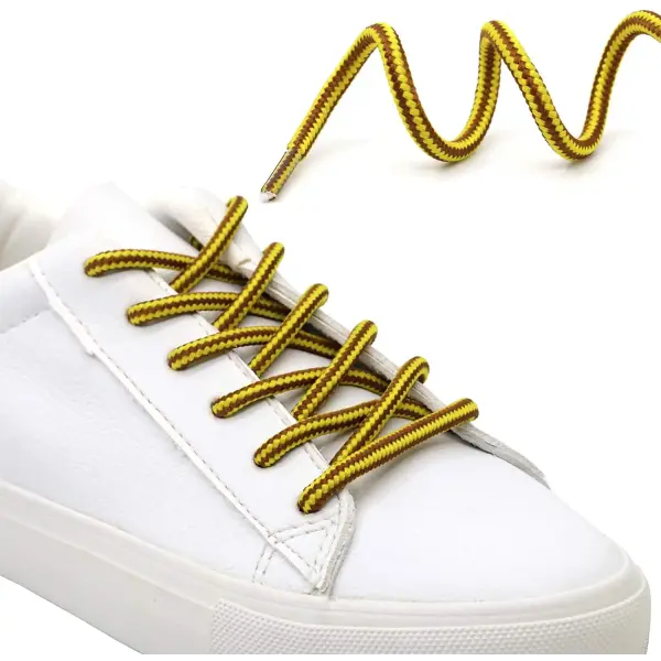1 Pair Striped Double-Color Shoelaces: Round Cotton Laces for Sneakers & Boots (70–150cm)