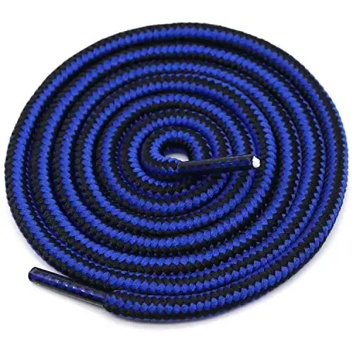 1 Pair Striped Double-Color Shoelaces: Round Cotton Laces for Sneakers & Boots (70–150cm) - Black blue / 70cm / CHINA