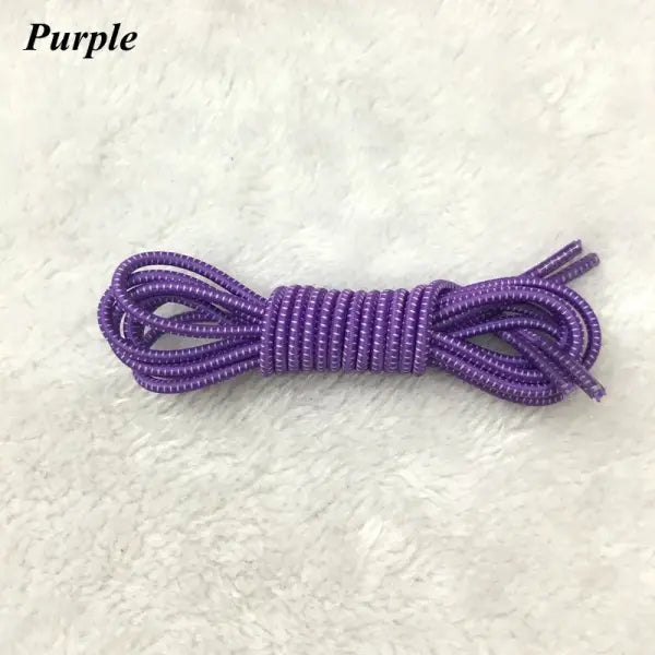 1 Pair No-Tie Elastic Shoelaces: Round Locking Lazy Laces for Kids Adults & Athletes - PURPLE / 100cm / CHINA