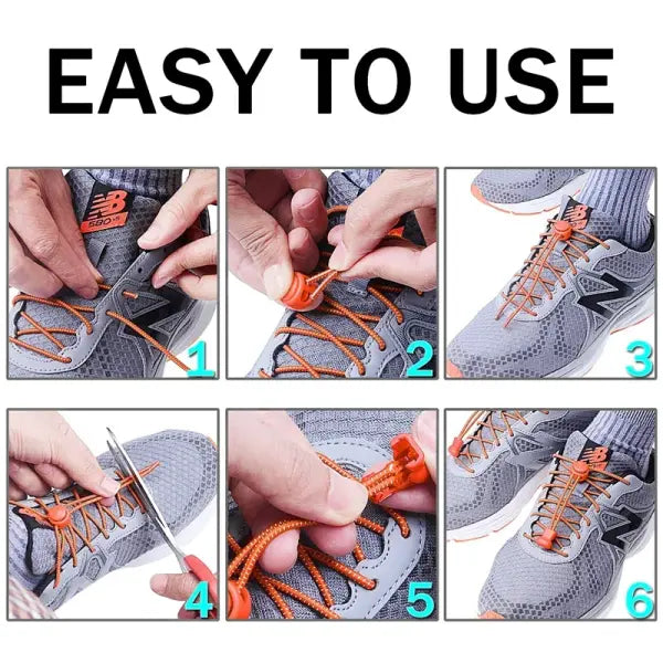 1 Pair No-Tie Elastic Shoelaces: Round Locking Lazy Laces for Kids Adults & Athletes