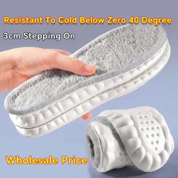 1 Pair 4D Cloud Technology Plush Thickened Insoles For Winter Soft Comfortable Bottom Cashmere Warm Cold Proof Insoles