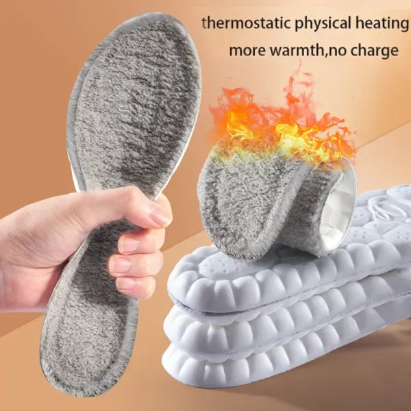 1 Pair 4D Cloud Technology Plush Thickened Insoles For Winter Soft Comfortable Bottom Cashmere Warm Cold Proof Insoles