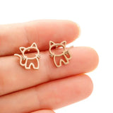 Cute Cat Stainless Steel Stud Earrings – Small Punk Ear Studs for Men & Women Trendy Fashion Gift