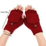 Knitted Thick Winter Gloves – Soft Fingerless Crochet Mittens Classic Solid Color Flip Cover