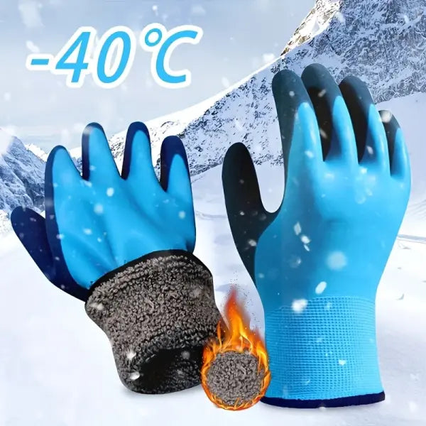 Men’s Waterproof Winter Work Gloves – Warm Durable Mechanical Gloves for Cold Weather - 1pair Blue