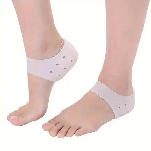 1 Pair Silicone Gel Heel Socks: Anti-Cracking Moisturizing Liners for Deep Foot Care - White