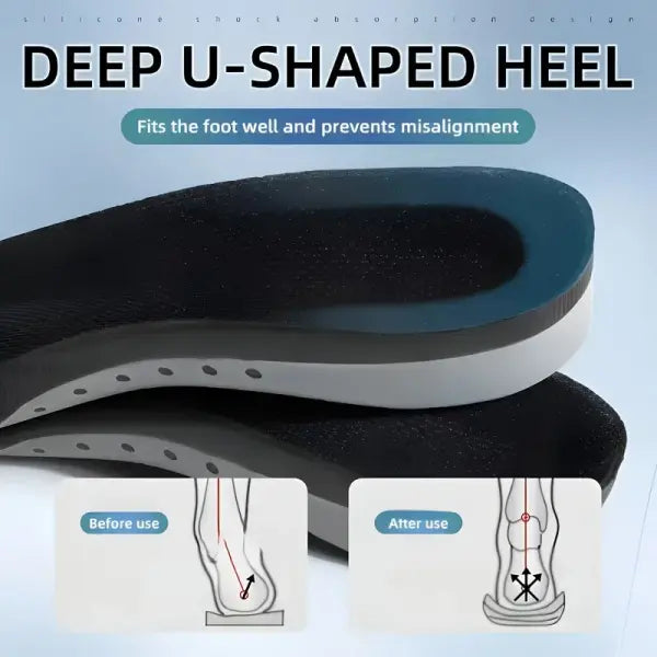 1 Pair Sports & Work Insoles – Thickened Breathable Odor-Resistant – Support Anti-Sprain Cushioning – Unisex Non-Slip