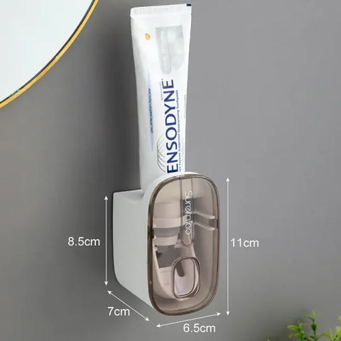 1 PCS Automatic Toothpaste Dispenser Bathroom Accessories Wall Mount Lazy Toothpaste Squeezer Toothbrush Holder - GRAY