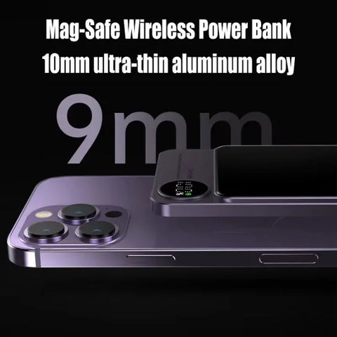 10,000mAh Magnetic Power Bank – Alloy Magsafe Wireless Fast Charger for iPhone 16/15/14/13/12