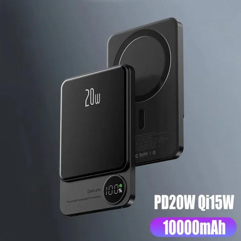 10,000mAh Magnetic Power Bank – Alloy Magsafe Wireless Fast Charger for iPhone 16/15/14/13/12