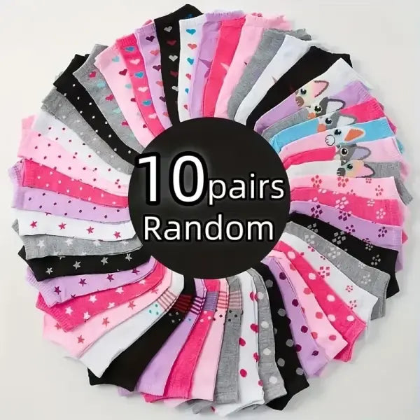 10/15/20/30/40/Pairs Heart Print Socks Valentine’s Day Candy Colored Ankle Socks Women’s Stockings & Hosiery - 10pairs