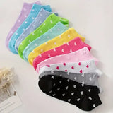 10/15/20/30/40/Pairs Heart Print Socks Valentine’s Day Candy Colored Ankle Socks Women’s Stockings & Hosiery