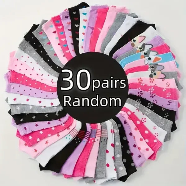 10/15/20/30/40/Pairs Heart Print Socks Valentine’s Day Candy Colored Ankle Socks Women’s Stockings & Hosiery - 30pairs