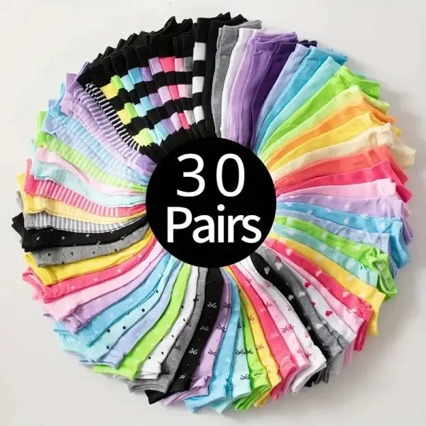 Valentine’s Day Heart Print Dress Socks 10 Pair Set - 30pairs Random color 1 / One Size