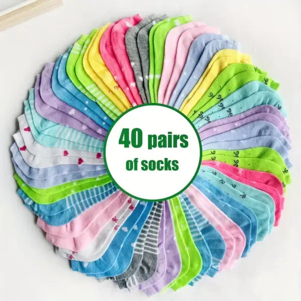 Valentine’s Day Heart Print Dress Socks 10 Pair Set - 40pairs Random color / One Size