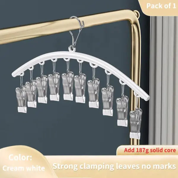 10/20 Pegs Stainless Steel Clothes Drying Hanger Windproof Metal Laundry Rack for Socks & Delicates - White