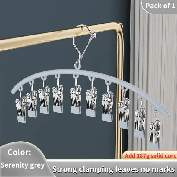 10/20 Pegs Stainless Steel Clothes Drying Hanger Windproof Metal Laundry Rack for Socks & Delicates - Serenity grey
