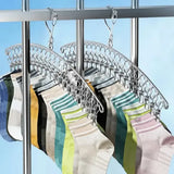 10/20 Pegs Stainless Steel Clothes Drying Hanger Windproof Metal Laundry Rack for Socks & Delicates