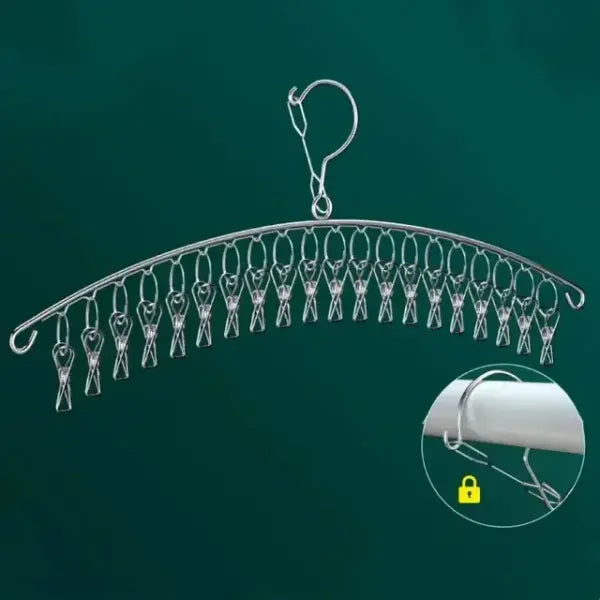 10/20 Pegs Stainless Steel Clothes Drying Hanger Windproof Metal Laundry Rack for Socks & Delicates - 20Pegs