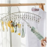 10/20 Pegs Stainless Steel Clothes Drying Hanger Windproof Metal Laundry Rack for Socks & Delicates