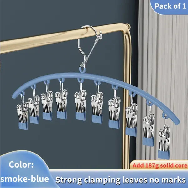 10/20 Pegs Stainless Steel Clothes Drying Hanger Windproof Metal Laundry Rack for Socks & Delicates - Smoke blue
