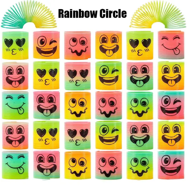 10/30PCS Rainbow Magic Spring Round Toys Gradient Fingertip Coil Fun Children’s Toys Party Gifts - A-10PCS-Random Color