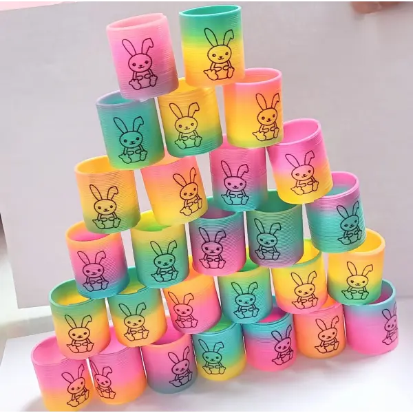 10/30PCS Rainbow Magic Spring Round Toys Gradient Fingertip Coil Fun Children’s Toys Party Gifts - C-10PCS-Random Color