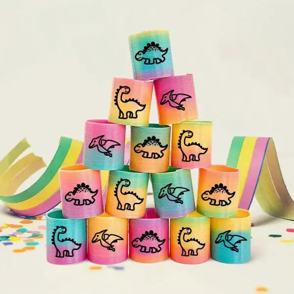 10/30PCS Rainbow Magic Spring Round Toys Gradient Fingertip Coil Fun Children’s Toys Party Gifts - E-10PCS-Random Color