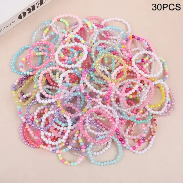 10-50Pcs Colorful Beads Bracelets - Kids Girls Party Favors Pinata Filler & Guest Treat Gifts - 30Pcs