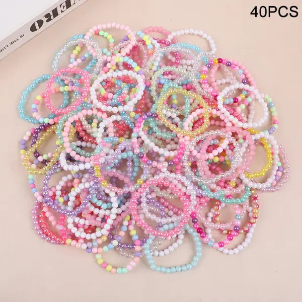 10-50Pcs Colorful Beads Bracelets - Kids Girls Party Favors Pinata Filler & Guest Treat Gifts - 40Pcs