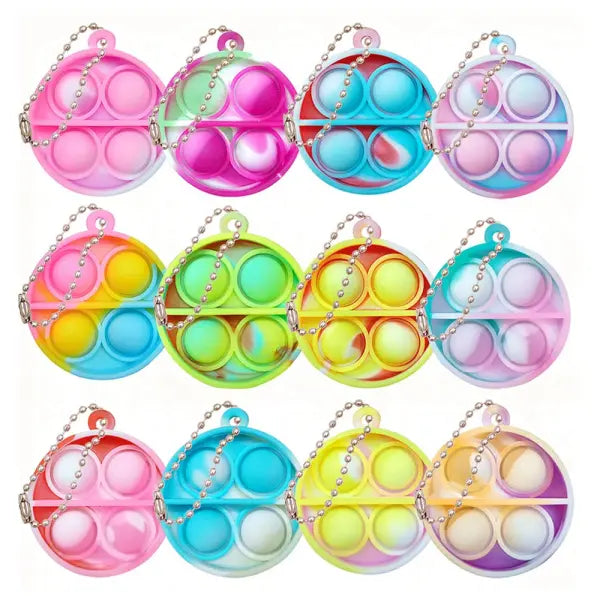10-50pcs Mini Pop Keychain Fidget Toys Bulk Sensory Prizes for Kids & Wedding Favors - Round-Random Color / 10PCS