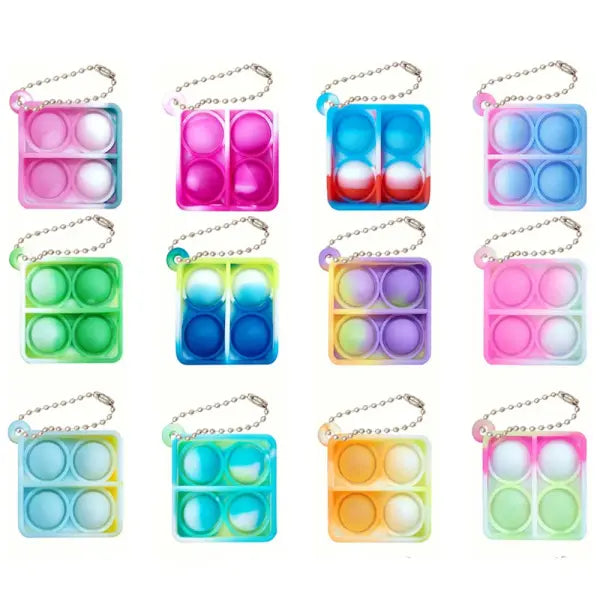 10-50pcs Mini Pop Keychain Fidget Toys Bulk Sensory Prizes for Kids & Wedding Favors - Square-Random Color / 10PCS