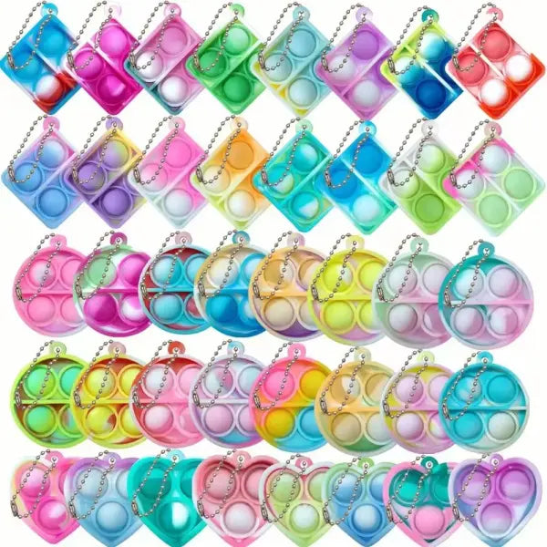 10-50pcs Mini Pop Keychain Fidget Toys Bulk Sensory Prizes for Kids & Wedding Favors - Mix-Random Color / 10PCS