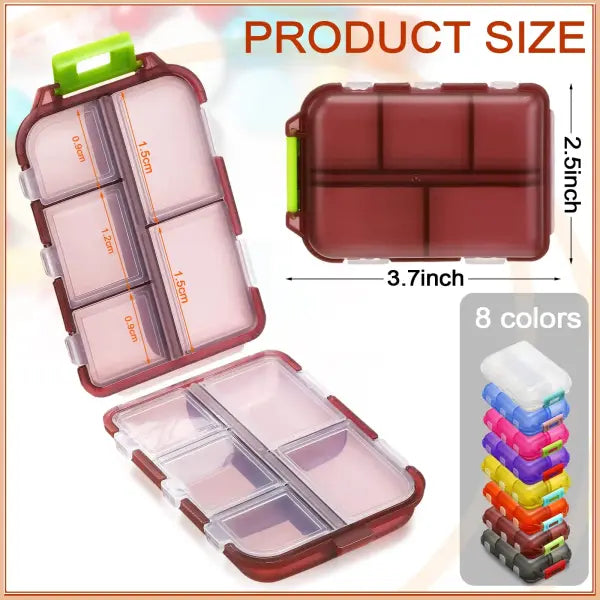 10-Compartment Travel Pill Organizer – Portable Daily Medicine & Supplement Storage Box