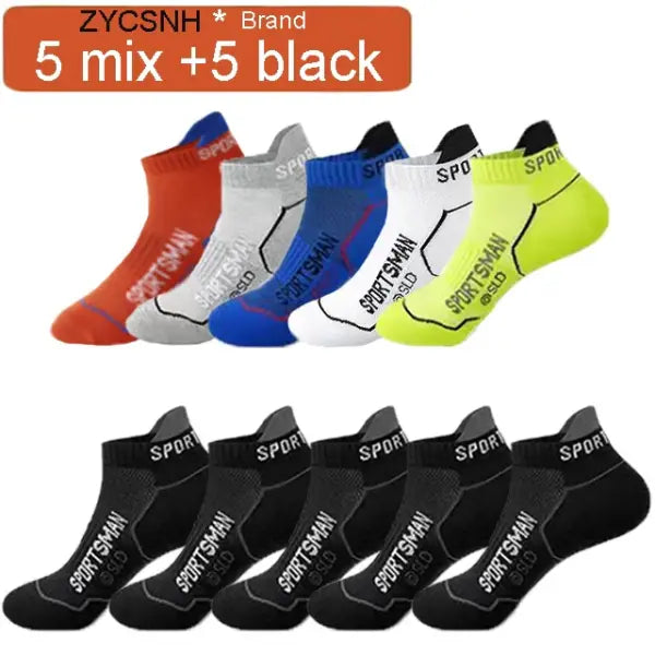 10 Pairs High Quality Socks Men’s Summer Man Short Socks Breathable Ankle Socks Cotton Sports Socks Black Thin Cut Run