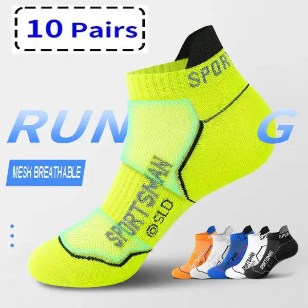 10 Pairs High Quality Socks Men’s Summer Man Short Socks Breathable Ankle Socks Cotton Sports Socks Black Thin Cut Run