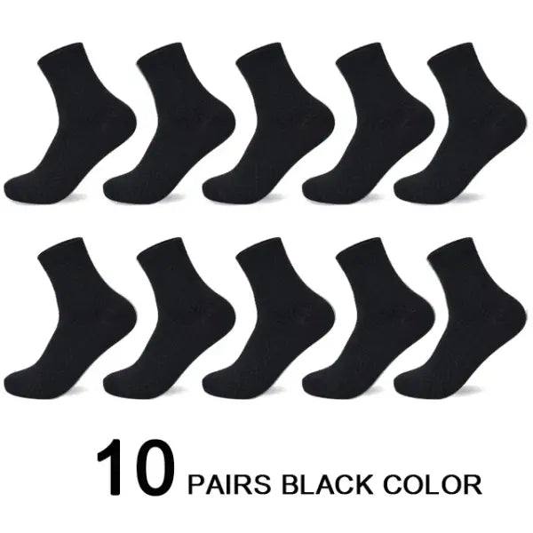 10 Pair Men’s Bamboo Fiber Business Casual Dress Socks - 10 black / 40-45