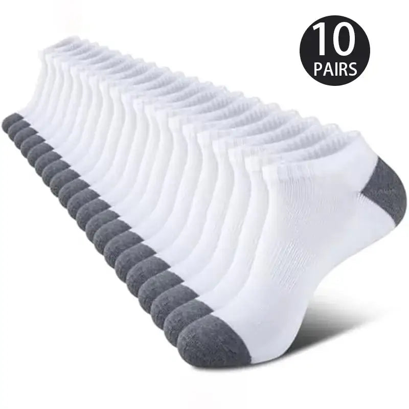 10 Pairs Of Comfortable Breathable Socks Sweat Absorbing Odor Proof Low Cut Solid Color Socks Suitable For Outdoor