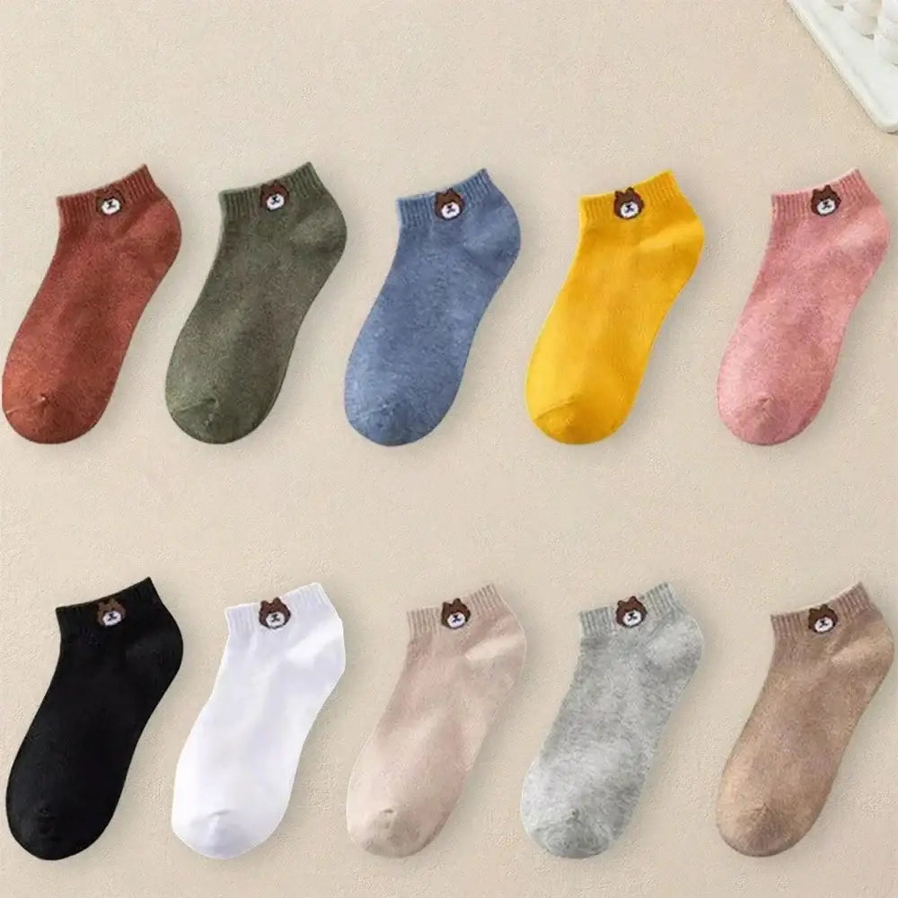 10 Pairs Women Cartoon Patterned Socks Trendy And Fashionable Versatile Socks Lightweight Breathable Comfortable Casual