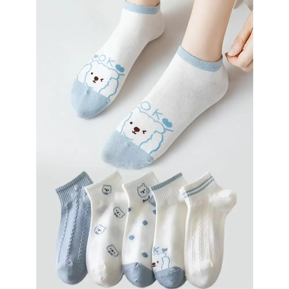 10 Pairs Women Cartoon Patterned Socks Trendy And Fashionable Versatile Socks Lightweight Breathable Comfortable Casual