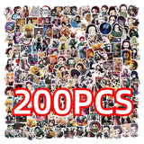 100/200pcs Cartoon Anime Demon Slayer Stickers for Laptop Suitcase Skateboard Guitar Phone Cartoon Sticker Kid Gift