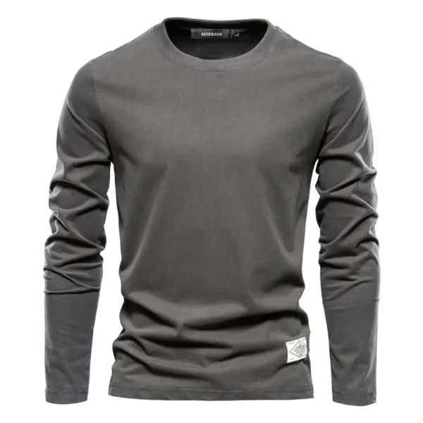 Mens T Shirts Spring Casual Cotton Solid Long Sleeve Top - EUR M 70-80kg / T2301-Dark-gray