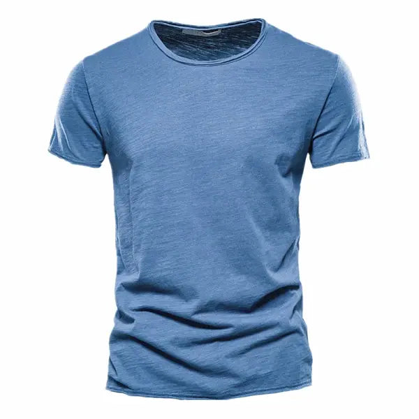 100% Cotton Men’s Casual T-Shirt – Soft O-Neck Short Sleeve Summer Fitness & Home Top - F038-JeansBlue / CN Size