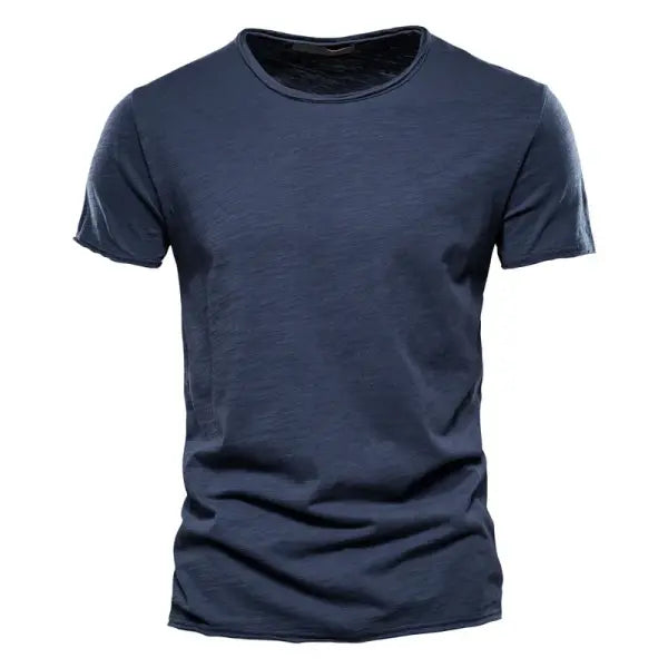 100% Cotton Men’s Casual T-Shirt – Soft O-Neck Short Sleeve Summer Fitness & Home Top - F038-navy / CN Size 5XL100-105kg